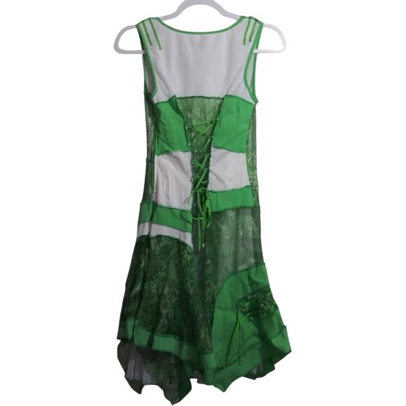 C'Fait Pour Vous Paris Green Abstract Layered Asymmetrical Fairy Boho Dress 2 - Picture 2 of 15
